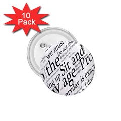 Abstract Minimalistic Text Typography Grayscale Focused Into Newspaper 1.75  Buttons (10 pack)