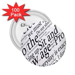 Abstract Minimalistic Text Typography Grayscale Focused Into Newspaper 2.25  Buttons (100 pack) 