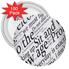 Abstract Minimalistic Text Typography Grayscale Focused Into Newspaper 3  Buttons (100 pack) 