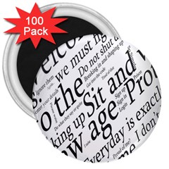 Abstract Minimalistic Text Typography Grayscale Focused Into Newspaper 3  Magnets (100 pack)