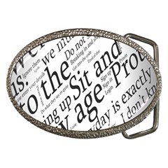 Abstract Minimalistic Text Typography Grayscale Focused Into Newspaper Belt Buckles