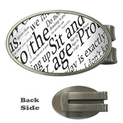 Abstract Minimalistic Text Typography Grayscale Focused Into Newspaper Money Clips (Oval) 