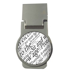 Abstract Minimalistic Text Typography Grayscale Focused Into Newspaper Money Clips (Round) 