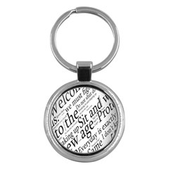 Abstract Minimalistic Text Typography Grayscale Focused Into Newspaper Key Chains (Round) 