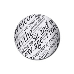 Abstract Minimalistic Text Typography Grayscale Focused Into Newspaper Rubber Round Coaster (4 pack) 