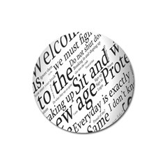 Abstract Minimalistic Text Typography Grayscale Focused Into Newspaper Magnet 3  (Round)