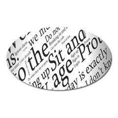 Abstract Minimalistic Text Typography Grayscale Focused Into Newspaper Oval Magnet