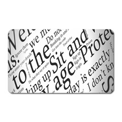 Abstract Minimalistic Text Typography Grayscale Focused Into Newspaper Magnet (Rectangular)