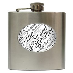 Abstract Minimalistic Text Typography Grayscale Focused Into Newspaper Hip Flask (6 oz)