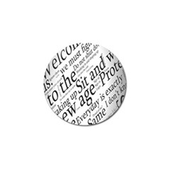 Abstract Minimalistic Text Typography Grayscale Focused Into Newspaper Golf Ball Marker