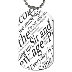 Abstract Minimalistic Text Typography Grayscale Focused Into Newspaper Dog Tag (Two Sides)