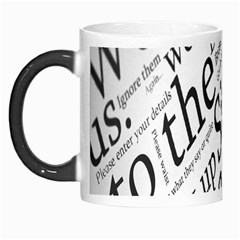 Abstract Minimalistic Text Typography Grayscale Focused Into Newspaper Morph Mugs