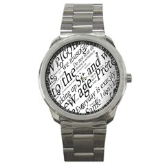 Abstract Minimalistic Text Typography Grayscale Focused Into Newspaper Sport Metal Watch