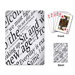 Abstract Minimalistic Text Typography Grayscale Focused Into Newspaper Playing Cards Single Design
