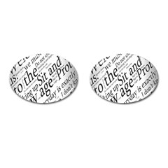 Abstract Minimalistic Text Typography Grayscale Focused Into Newspaper Cufflinks (Oval)