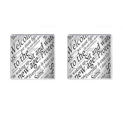 Abstract Minimalistic Text Typography Grayscale Focused Into Newspaper Cufflinks (Square)