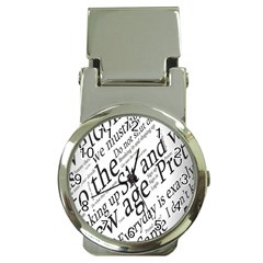 Abstract Minimalistic Text Typography Grayscale Focused Into Newspaper Money Clip Watches