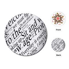 Abstract Minimalistic Text Typography Grayscale Focused Into Newspaper Playing Cards (Round)
