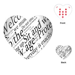 Abstract Minimalistic Text Typography Grayscale Focused Into Newspaper Playing Cards (Heart)