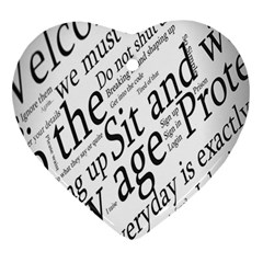 Abstract Minimalistic Text Typography Grayscale Focused Into Newspaper Heart Ornament (Two Sides)