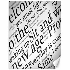 Abstract Minimalistic Text Typography Grayscale Focused Into Newspaper Canvas 12  x 16 