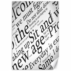 Abstract Minimalistic Text Typography Grayscale Focused Into Newspaper Canvas 12  x 18 