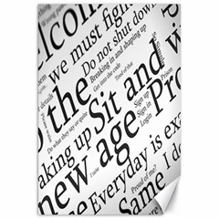 Abstract Minimalistic Text Typography Grayscale Focused Into Newspaper Canvas 20  x 30 