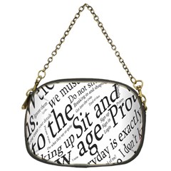 Abstract Minimalistic Text Typography Grayscale Focused Into Newspaper Chain Purse (One Side)