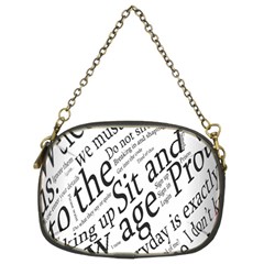 Abstract Minimalistic Text Typography Grayscale Focused Into Newspaper Chain Purse (Two Sides)