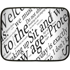 Abstract Minimalistic Text Typography Grayscale Focused Into Newspaper Double Sided Fleece Blanket (Mini) 
