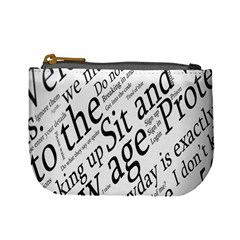 Abstract Minimalistic Text Typography Grayscale Focused Into Newspaper Mini Coin Purse