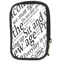 Abstract Minimalistic Text Typography Grayscale Focused Into Newspaper Compact Camera Leather Case