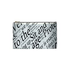 Abstract Minimalistic Text Typography Grayscale Focused Into Newspaper Cosmetic Bag (Small)