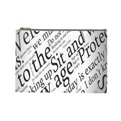 Abstract Minimalistic Text Typography Grayscale Focused Into Newspaper Cosmetic Bag (Large)