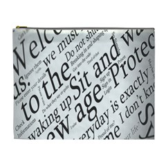 Abstract Minimalistic Text Typography Grayscale Focused Into Newspaper Cosmetic Bag (XL)