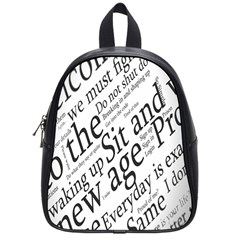 Abstract Minimalistic Text Typography Grayscale Focused Into Newspaper School Bag (Small)