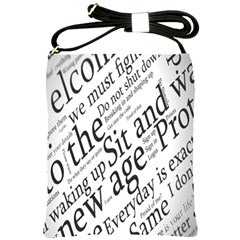 Abstract Minimalistic Text Typography Grayscale Focused Into Newspaper Shoulder Sling Bag