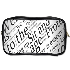 Abstract Minimalistic Text Typography Grayscale Focused Into Newspaper Toiletries Bag (One Side)