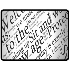 Abstract Minimalistic Text Typography Grayscale Focused Into Newspaper Fleece Blanket (Large) 