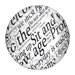 Abstract Minimalistic Text Typography Grayscale Focused Into Newspaper Ornament (Round Filigree)