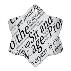 Abstract Minimalistic Text Typography Grayscale Focused Into Newspaper Ornament (Snowflake)