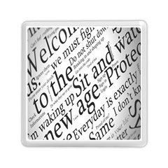 Abstract Minimalistic Text Typography Grayscale Focused Into Newspaper Memory Card Reader (Square)