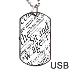 Abstract Minimalistic Text Typography Grayscale Focused Into Newspaper Dog Tag USB Flash (One Side)