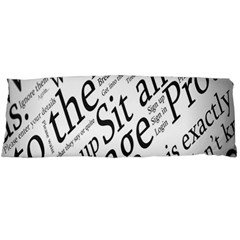 Abstract Minimalistic Text Typography Grayscale Focused Into Newspaper Body Pillow Case (Dakimakura)