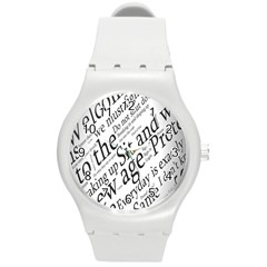 Abstract Minimalistic Text Typography Grayscale Focused Into Newspaper Round Plastic Sport Watch (M)