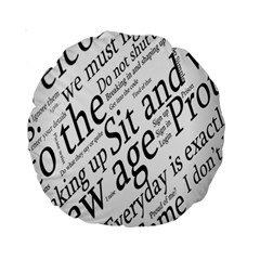 Abstract Minimalistic Text Typography Grayscale Focused Into Newspaper Standard 15  Premium Round Cushions