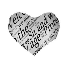 Abstract Minimalistic Text Typography Grayscale Focused Into Newspaper Standard 16  Premium Heart Shape Cushions