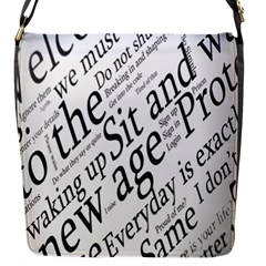 Abstract Minimalistic Text Typography Grayscale Focused Into Newspaper Flap Closure Messenger Bag (S)
