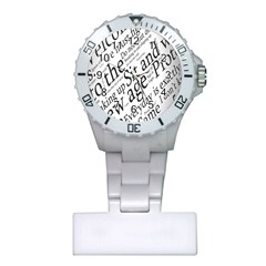 Abstract Minimalistic Text Typography Grayscale Focused Into Newspaper Plastic Nurses Watch