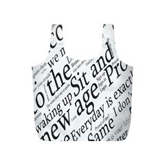 Abstract Minimalistic Text Typography Grayscale Focused Into Newspaper Full Print Recycle Bag (S)